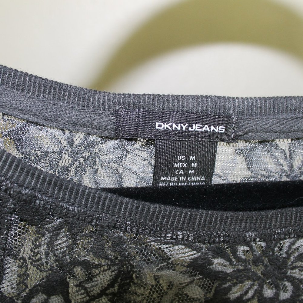 DKNY Vintage Mesh Floral Long Sleeve Top